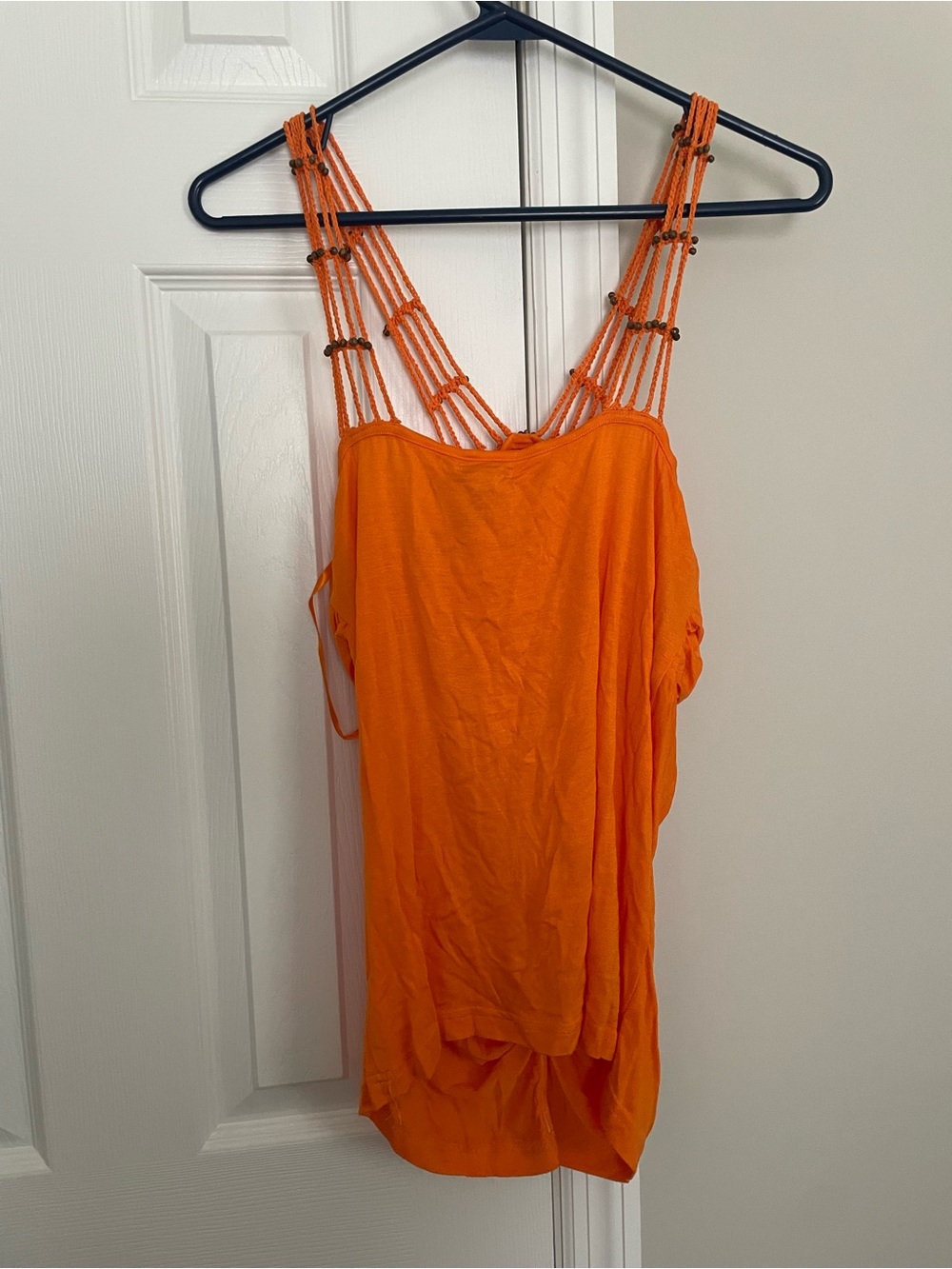 Orange Beaded Ruched Tank - Picture 3 of 3